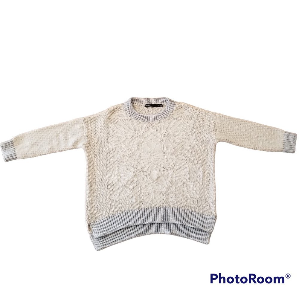 Karen Millen Pullover Cable Knit Metallic Trim Sweater, Size 1